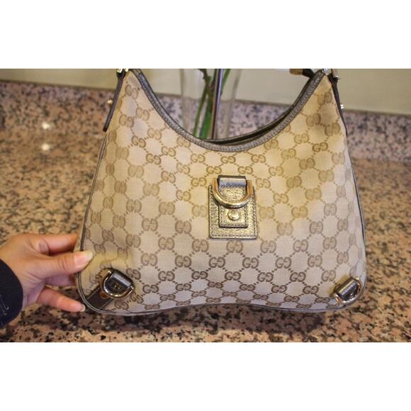 Gucci BROWN beige Medium Abbey D-Ring Hobo Bag - Style 130738 (PU110 - Picture 2 of 14